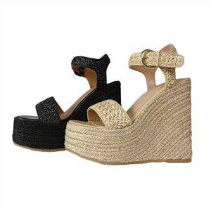 Dames zwarte espadrilles met sleehak